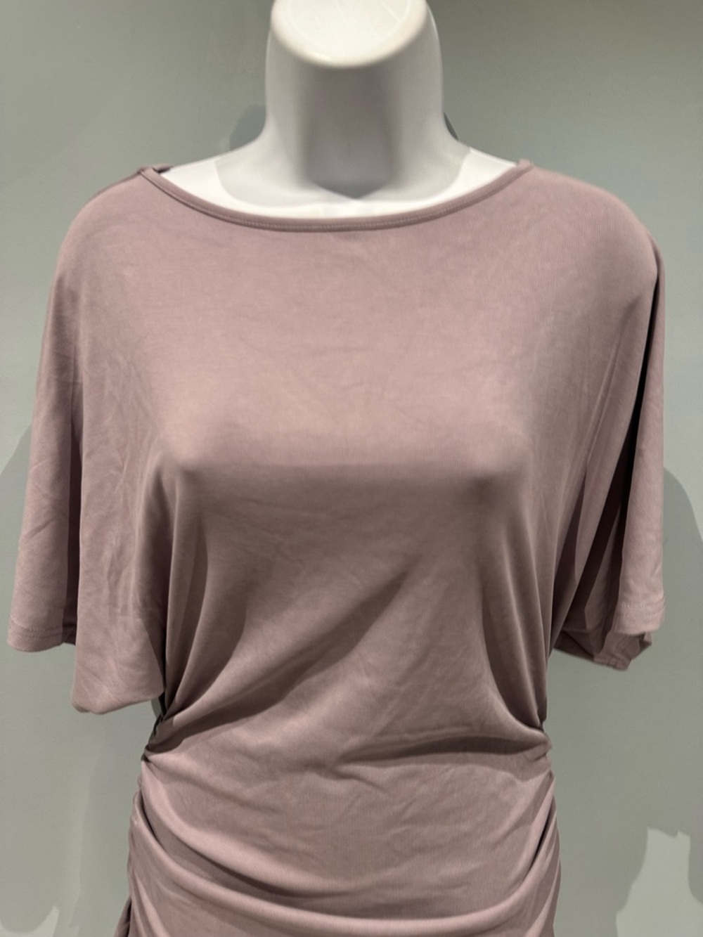 OGL | Sandwashed Effortless Boatneck Batwing Sleeve Side Ruched Top Purple Fog L - Picture 6 of 16
